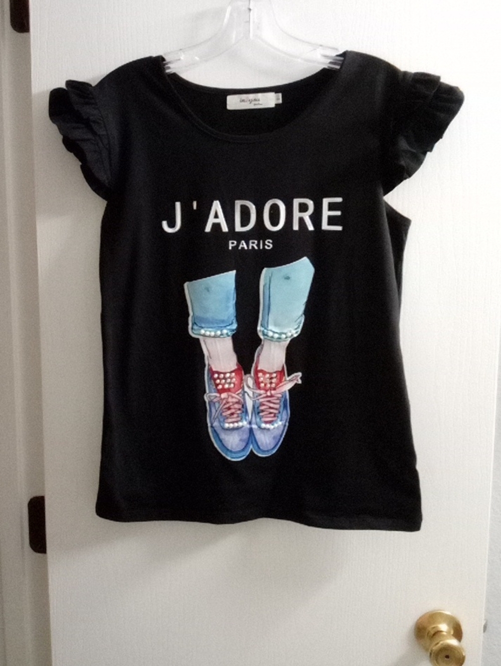 Black Graphic Tee with Sneaker Print
